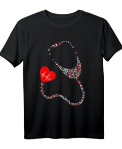 Arzt, Notarzt, Sanitäter T-Shirt mit Stethoskop & EKG Herz  Dankeschön Geschenk für medizinisches Personal