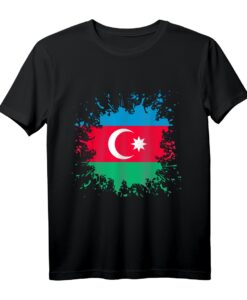 Aserbaidschan Flagge T-Shirt mit Farbspritzern - Perfektes Geschenk für Aserbaidschan-Liebhaber, Urlaub, Sportevents & nationale Feierlichkeiten