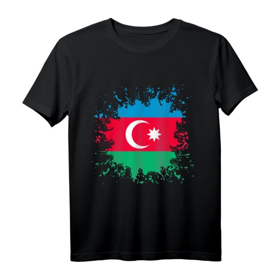 Aserbaidschan Flagge T-Shirt mit Farbspritzern - Perfektes Geschenk für Aserbaidschan-Liebhaber, Urlaub, Sportevents & nationale Feierlichkeiten