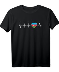 Aserbaidschan Heartbeat I Love Aserbaidschan Flagge Geschenk T-Shirt - Patriotisches Souvenir für Fans, Touristen und Stolze Aserbaidschaner