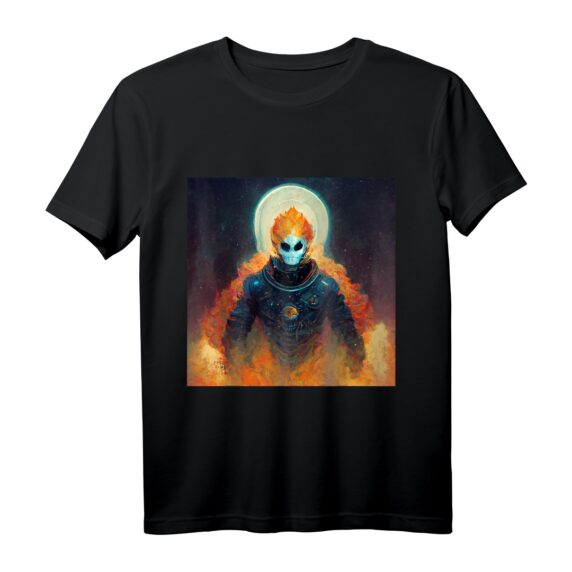 Astronaut auf Feuer T-Shirt  Sci-Fi Monster Motiv für Feuer- und Weltraumfans