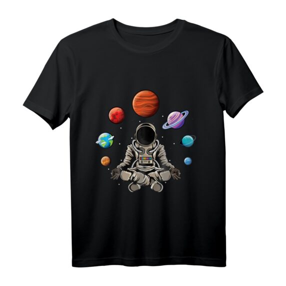 Astronaut macht Yoga im Universum - Weltraum Galaxie Yoga T-Shirt für Yogis und Raumfahrtfans, perfektes Geschenk für Yogapartner & Lehrer