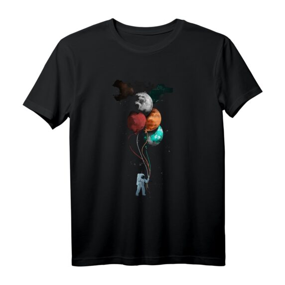 Astronaut mit Luftballons T-Shirt  Weltraum, Mond, Erde & Galaxien Motiv für Astronomie- und Raumfahrtfans