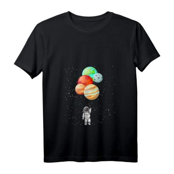 Astronaut Planeten Ballons Weltall T-Shirt mit V-Ausschnitt  Lustiges Design für Raumfahrt- und Astronomie-Fans