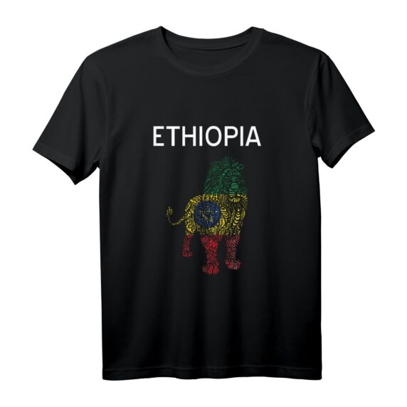 Äthiopien Löwe Shirt mit Flagge - Souvenir & Geschenkidee für Männer, Frauen & Kinder, Cooles T-Shirt für Löwenliebhaber