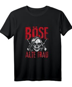 Böse Alte Frau - Totenkopf Vintage Bikerin T-Shirt für Frauen mit rebellischem Stil
