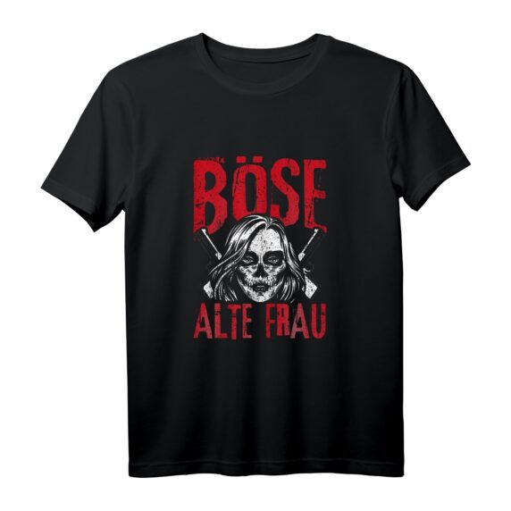 Böse Alte Frau - Totenkopf Vintage Bikerin T-Shirt für Frauen mit rebellischem Stil
