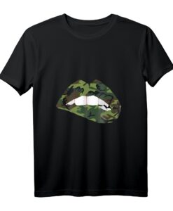 Camouflage Lippen T-Shirt mit Kussmund - Lustiges Army Tarnmuster für Soldaten, Make-up Artists & Militärfans