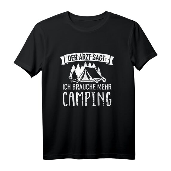 Camping T-Shirt mit Slogan 'Ich brauche mehr Camping'  Perfekt für Camper, Zelt- und Van-Reisende, Outdoor-Abenteurer