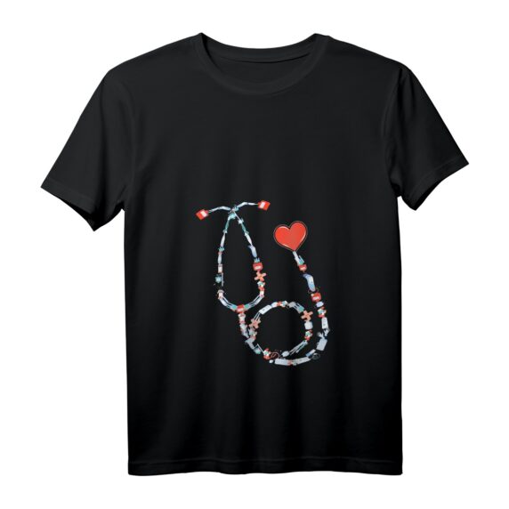 Damen Arzt Krankenschwester T-Shirt mit V-Ausschnitt - Medizinisches Stethoskop Motiv, Perfekt als Geschenk für Abschluss, Geburtstag & Weihnachten