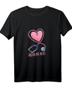 Damen Ärztin mit Herz Stetoskop Dr. Doktor Shirt  Geschenk für bestandene Facharztprüfung, Dissertation & den Berufsalltag im Krankenhaus