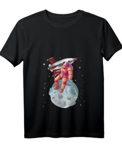 Damen Astronaut im Weltall T-Shirt mit V-Ausschnitt - Perfekt für Weltraumfans, Astronomie-Enthusiasten & als Geschenk zu Weihnachten & Geburtstag