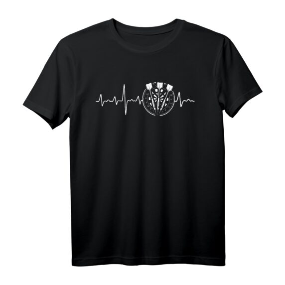 Darts Herzschlag EKG T-Shirt mit Retro Dartcheibe  Perfektes Geschenk für Dartspieler, Fans & Freunde