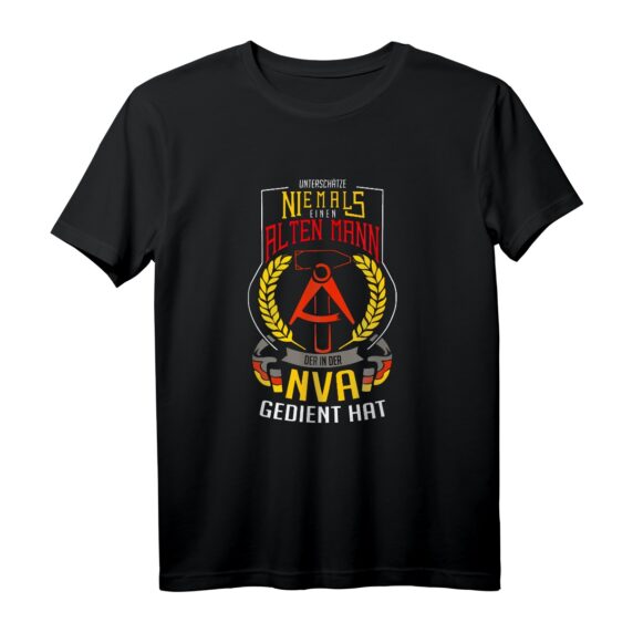 DDR NVA Veteranen T-Shirt mit Staatswappen  Nostalgisches Ostalgie Geschenk zum 40. Geburtstag für DDR Fans & Ostdeutsche