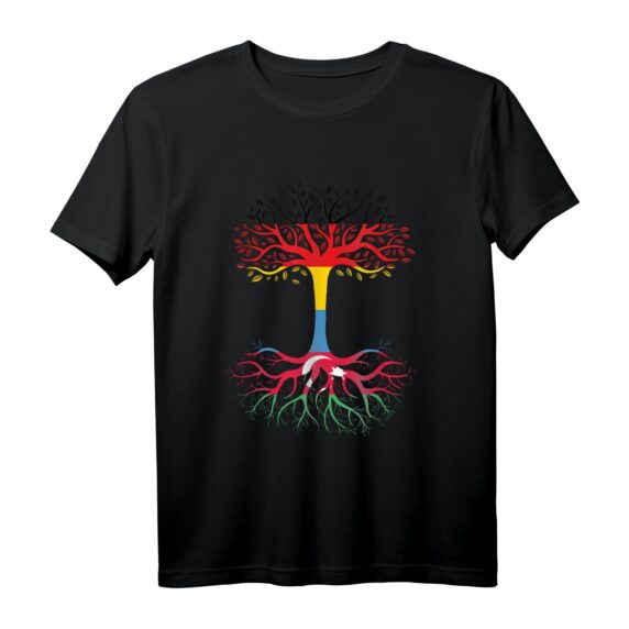 Deutschland - Aserbaidschan T-Shirt mit Fahnenbaum Grafik  Stolzes Geschenk für Doppelstaater & Menschen mit multiethnischer Herkunft