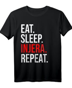 Eat Sleep Injera Repeat T-Shirt  Kulturelles Habesha Design für Äthiopier und Eritreer, Perfekt als Geschenk zu Weihnachten, Ostern oder Geburtstag