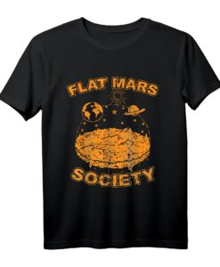 Flat Mars Society Shirt mit Globus und Planeten - Flache Erde Theorie, Sarkastisches Weltraum Forscher T-Shirt, Geschenk für Wissenschaftler & Sci-Fi Fans