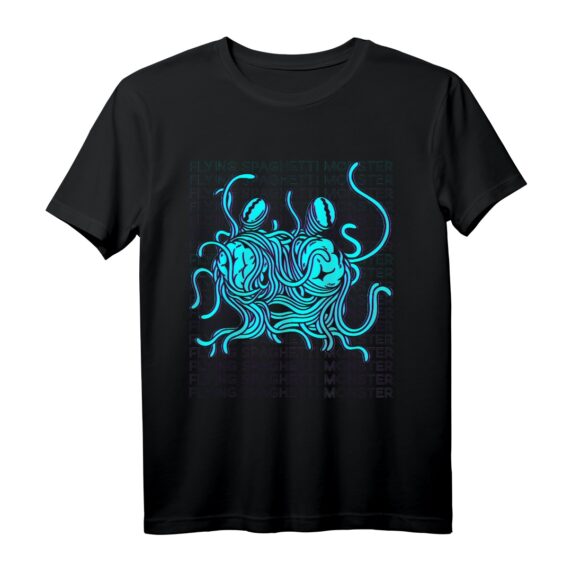 Fliegendes Spaghettimonster Pastafari FSM Atheist Retro T-Shirt  Vaporwave & 80er/90er Jahre Style für Glaubens- und Sozialbewegungsliebhaber