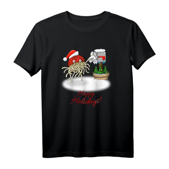 Frohe Feiertage! Lustiges FSM Christmas Atheist Agnostic T-Shirt - Humorvolles Weihnachtsgeschenk für Skeptiker und Humorliebhaber