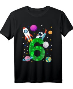 Geburtstag 6 Jahre Rakete, Planeten, Sterne, Astronaut T-Shirt  Perfektes Geschenk für kleine Weltraum-Fans