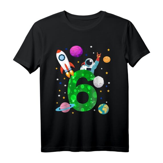 Geburtstag 6 Jahre Rakete, Planeten, Sterne, Astronaut T-Shirt  Perfektes Geschenk für kleine Weltraum-Fans