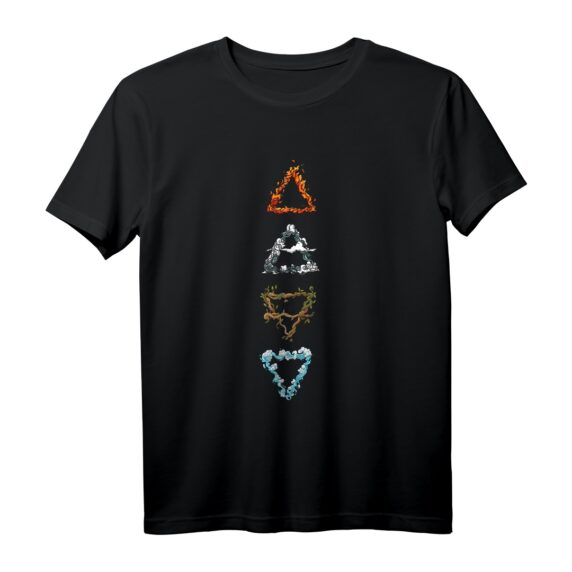 Gothic Alchemy Elemente T-Shirt mit Feuer, Wasser, Luft & Erde - Mystisches Symboldesign für Esoterik- & Magie-Fans