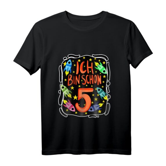 Kinder 5. Geburtstag Jungen Rakete Astronaut Weltraum T-Shirt  Lustiges Geburtstagsdesign für kleine Astronauten