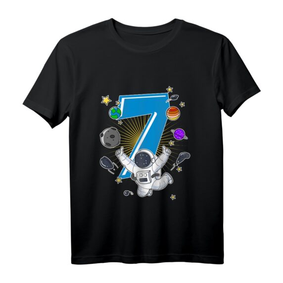 Kinder 7. Geburtstag Astronaut Weltraum Rakete T-Shirt  Perfektes Geschenk für kleine Weltraumfans zum 7. Geburtstag