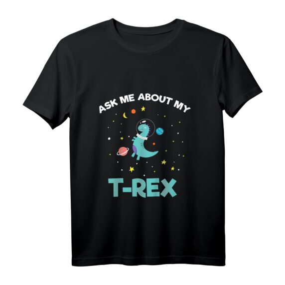 Kinder Ask Me About My T-Rex Weltraum Süß Astronaut Dino T-Shirt  Perfektes Weihnachtsgeschenk für Dino- und Weltraumfans
