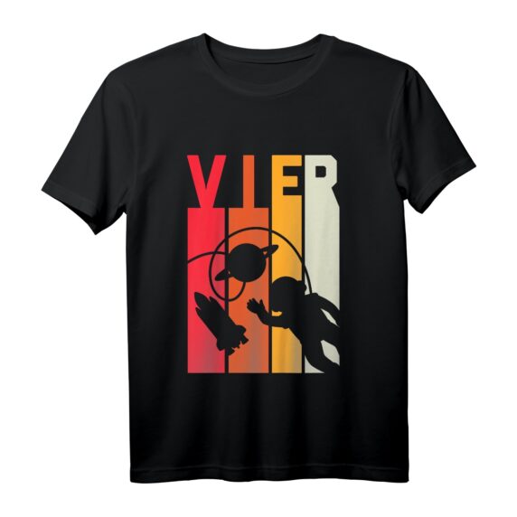 Kinder Astronaut 4. Geburtstag Raumschiff Jungen T-Shirt - Weltraum Motiv für Kinder zum 4. Geburtstag mit Rakete, Planeten & Astronauten