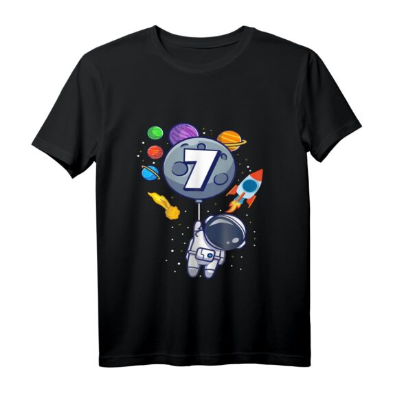Kinder Astronaut T-Shirt für 7. Geburtstag  Raumfahrt & Weltraum Design, Perfekt für Jungen & Mädchen, Party & Geschenkidee