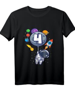 Kinder Astronaut T-Shirt für den 4. Geburtstag  Raumfahrt & Weltraum Geschenk für Jungen und Mädchen, ideal für Mottopartys & Geburtstagsfeiern
