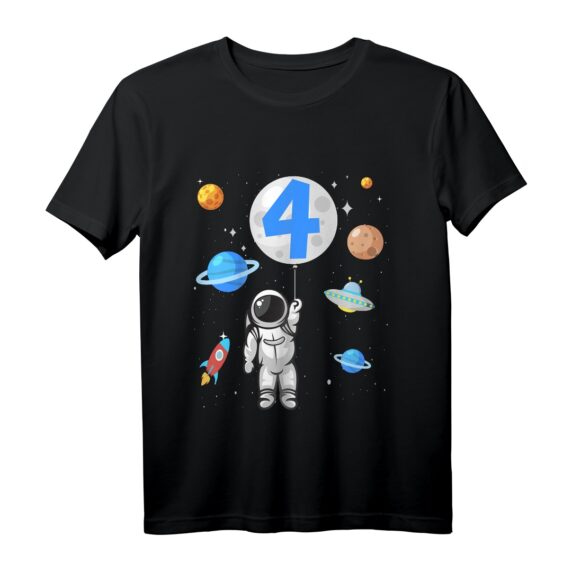 Kinder Astronaut T-Shirt zum 4. Geburtstag - Weltraum Outfit für Jungen und Mädchen, ideales Geschenk für kleine Raumfahrer