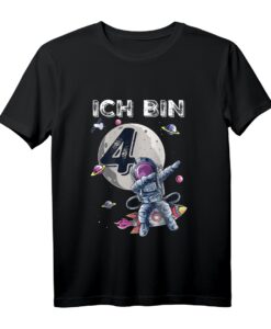 Kinder Astronaut T-Shirt zum 4. Geburtstag für Jungen  Lustiges Weltraum-Outfit für die Geburtstagsfeier, Kindergarten & coole Kids