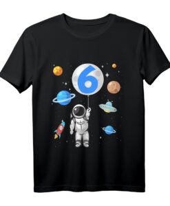 Kinder Astronaut T-Shirt zum 6. Geburtstag - Lustiges Weltraum-Outfit für Jungen und Mädchen, ideal für Geburtstagsfeier & Kindergarten