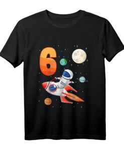 Kinder Astronaut T-Shirt zum 6. Geburtstag  Weltraum Geschenk für Jungen und Mädchen, perfekt für Party & Kindergarten