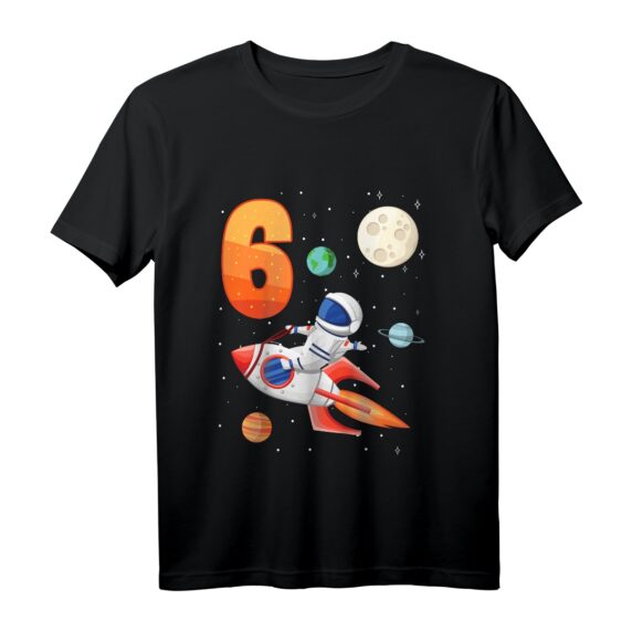 Kinder Astronaut T-Shirt zum 6. Geburtstag  Weltraum Geschenk für Jungen und Mädchen, perfekt für Party & Kindergarten