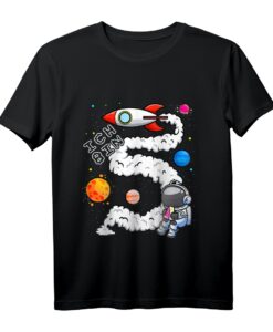 Kinder Fünfter Geburtstag T-Shirt - Ich bin 5 Jahre Junge mit Weltall und Astronauten Motiv für den Geburtstag