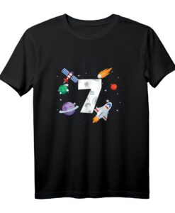 Kinder Rakete Geburtstag T-Shirt  Ich bin schon 7 Jahre, Astronomie Geschenkidee für Jungen, Astronauten, Planeten & Weltraumfans