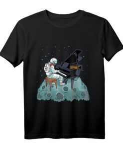 Klavier Shirt für Kinder & Erwachsene - Lustiges Musik T-Shirt mit Astronaut & Pianist Motiv, ideales Geschenk für Klavierspieler