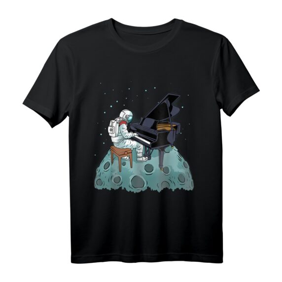 Klavier Shirt für Kinder & Erwachsene - Lustiges Musik T-Shirt mit Astronaut & Pianist Motiv, ideales Geschenk für Klavierspieler