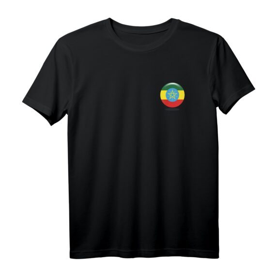 Kreis Äthiopien Flagge T-Shirt für Äthiopier und Liebhaber  Klassisches Design, doppelt genähter Saum