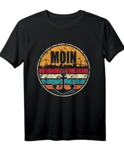 Moin Cooler Spruch T-Shirt mit Hafen, Anker & Meer - Perfekt für Norddeutschland Fans, Hamburg & die Hansestädte