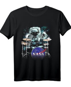NASA Astronaut Drum Solo In Space Graphic T-Shirt - Officially Licensed Space & Raumfahrt Design
