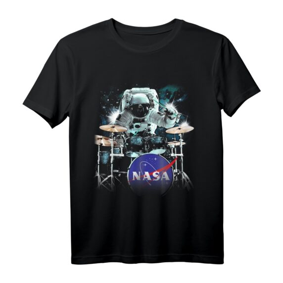 NASA Astronaut Drum Solo In Space Graphic T-Shirt - Officially Licensed Space & Raumfahrt Design