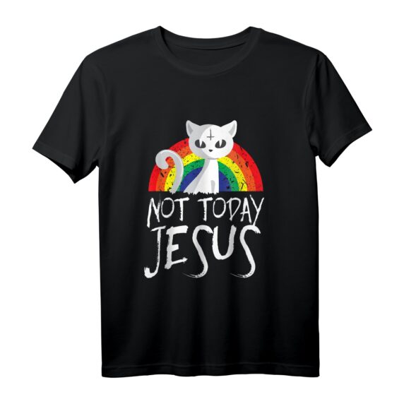 Nicht heute Jesus Anti Christ Satan Katzen T-Shirt  Gothic, Paranormal & Atheist Design für Fans von Death Metal, Satanismus & Verborgenem