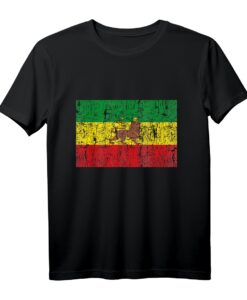 Old Äthiopien Flagge Löwe von Juda Rasta Reggae T-Shirt - Kulturelle Kleidung für Herren Damen Kinder Jugendliche