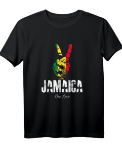 One Love Jamaica Peace Zeichen T-Shirt  Authentisches Karibik Urlaubskleidungsstück für Jamaika-Reisen und jamaikanische Pride