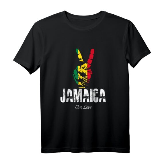 One Love Jamaica Peace Zeichen T-Shirt  Authentisches Karibik Urlaubskleidungsstück für Jamaika-Reisen und jamaikanische Pride