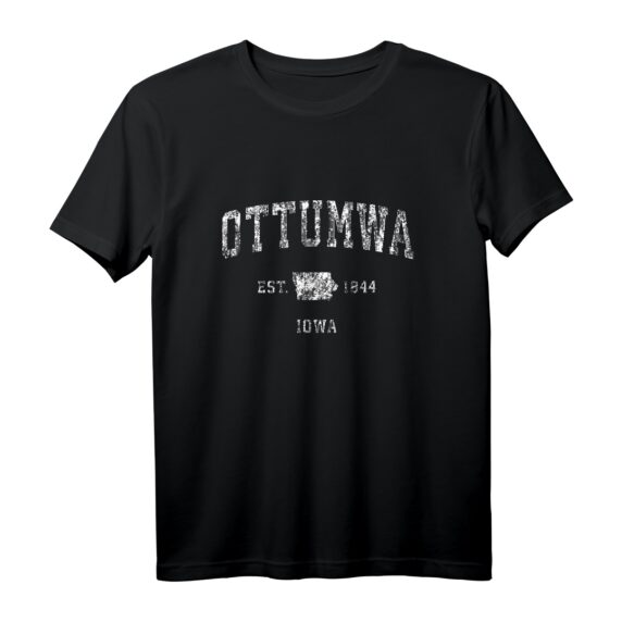 Ottumwa Iowa Athletisches Sportdesign T-Shirt  Patriotisches Vintage Shirt, Souvenir & Geschenk für Herren, Damen & Kinder